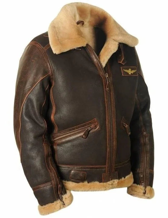 Orson - Vintage Charm: Sheepskin Aviator Jacket