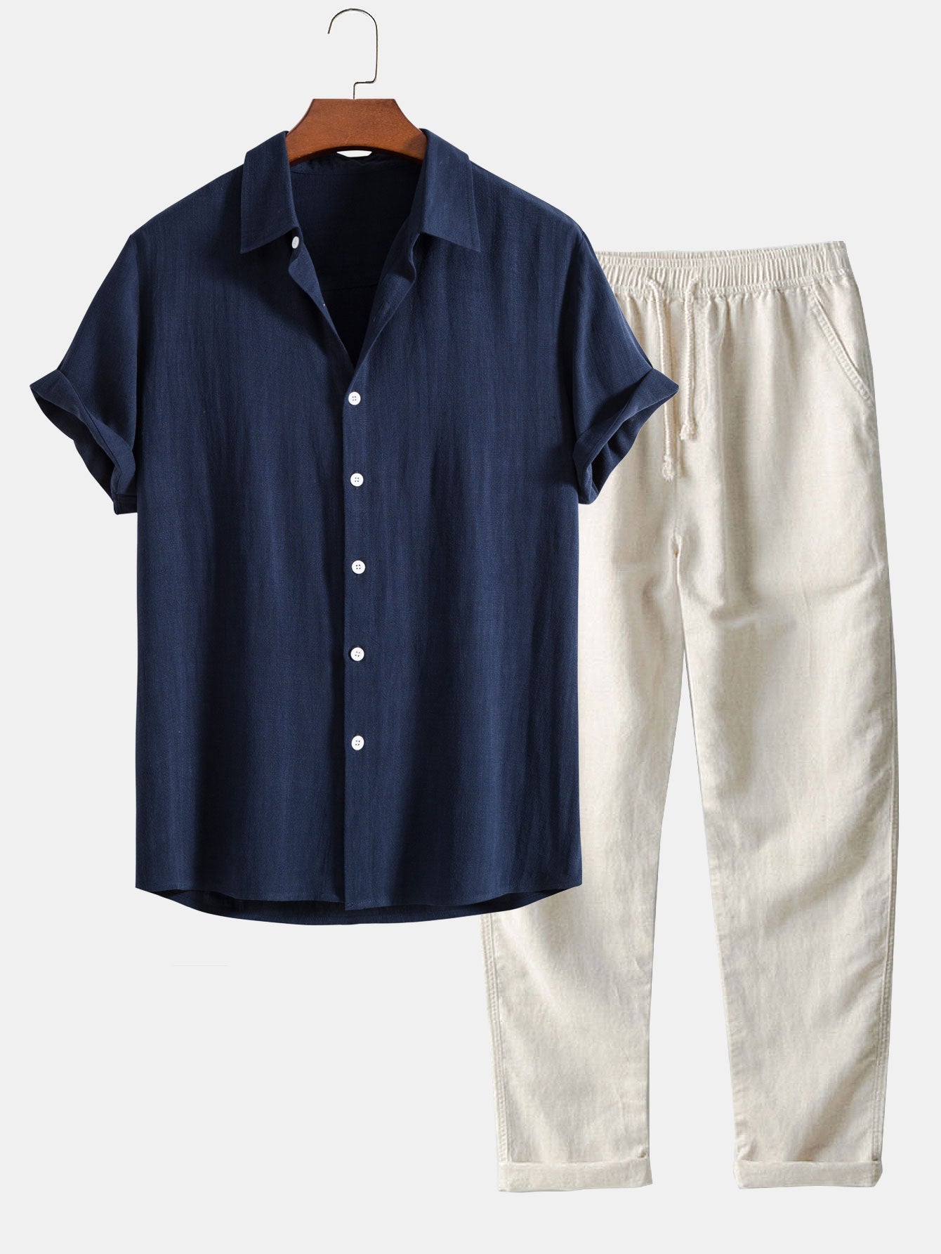 Herren Sommer-Set: Kurzarmbluse und Leinenhose
