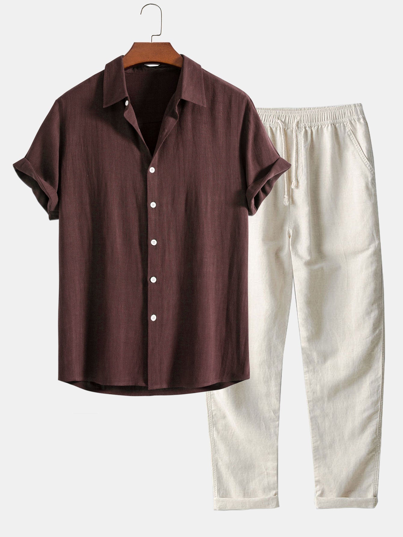 Herren Sommer-Set: Kurzarmbluse und Leinenhose
