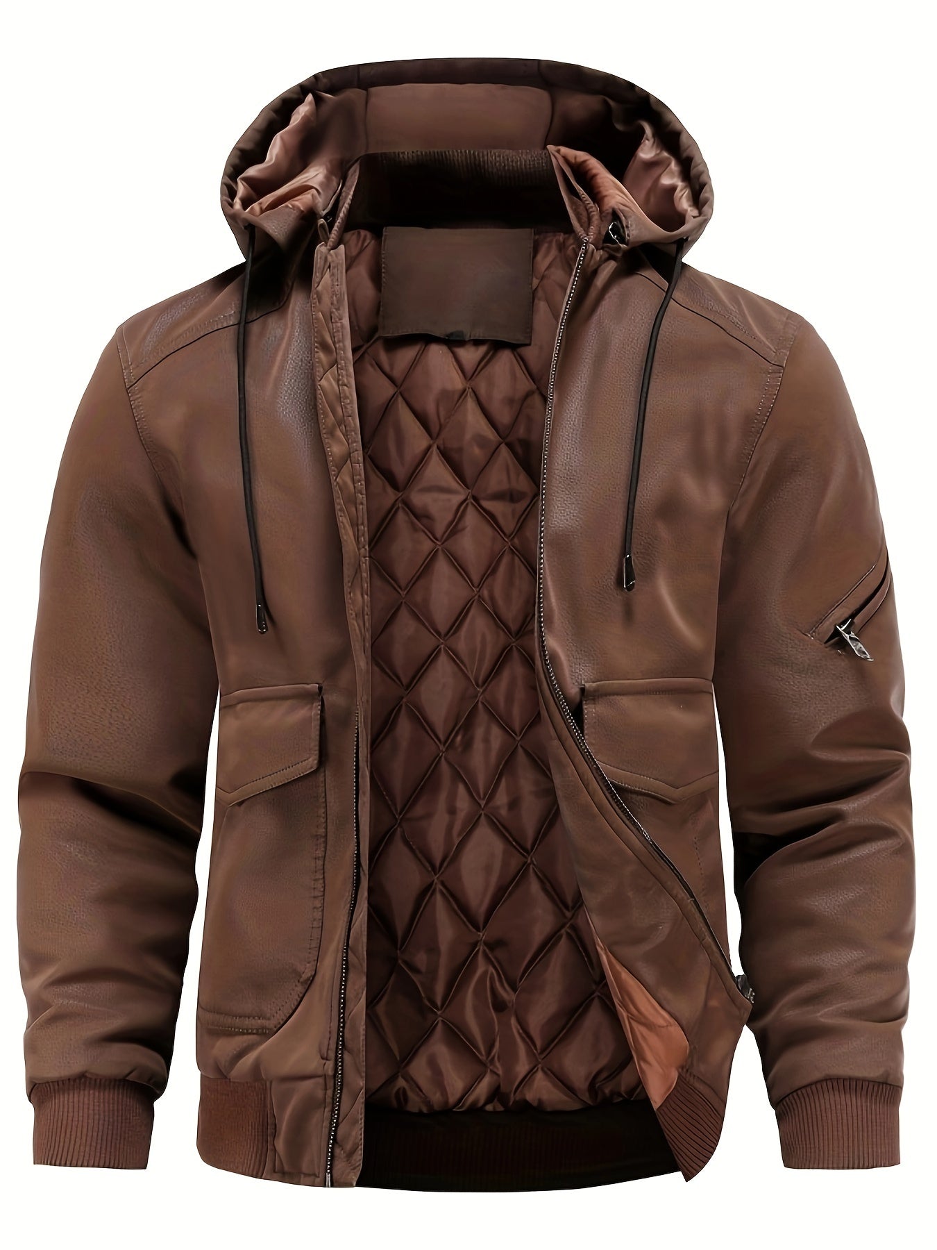 Nathanael - Wasserdichte und Winddichte Winterjacke aus PU-Leder mit Kapuze für Herren