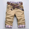 Herren Bermuda Shorts mit Gürtel – Chino-Shorts mit Karofutter und umschlagbarem Bein für Sommer und Freizeit