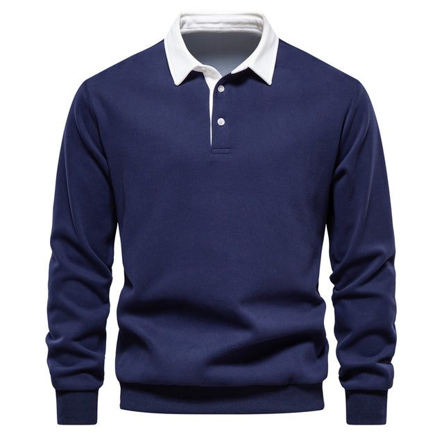 Herrenpullover mit kontrastierendem Kragen