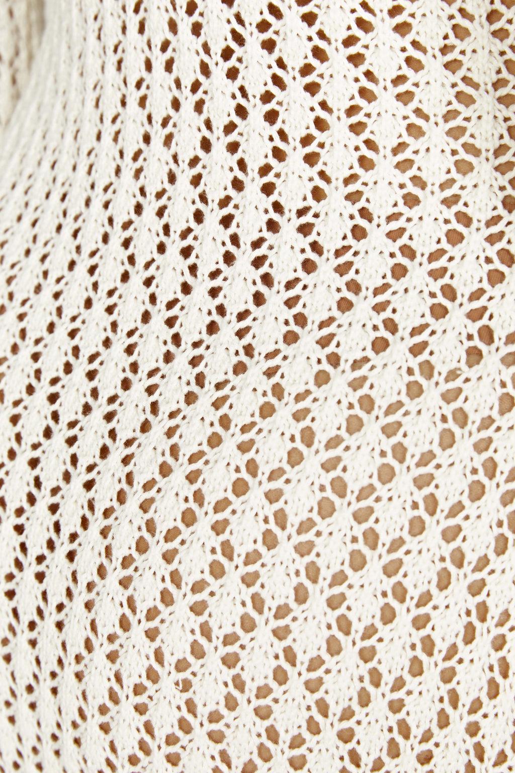 Damen Häkel-Strick Maxikleid – Langärmliges, transparentes Strand-Cover-Up