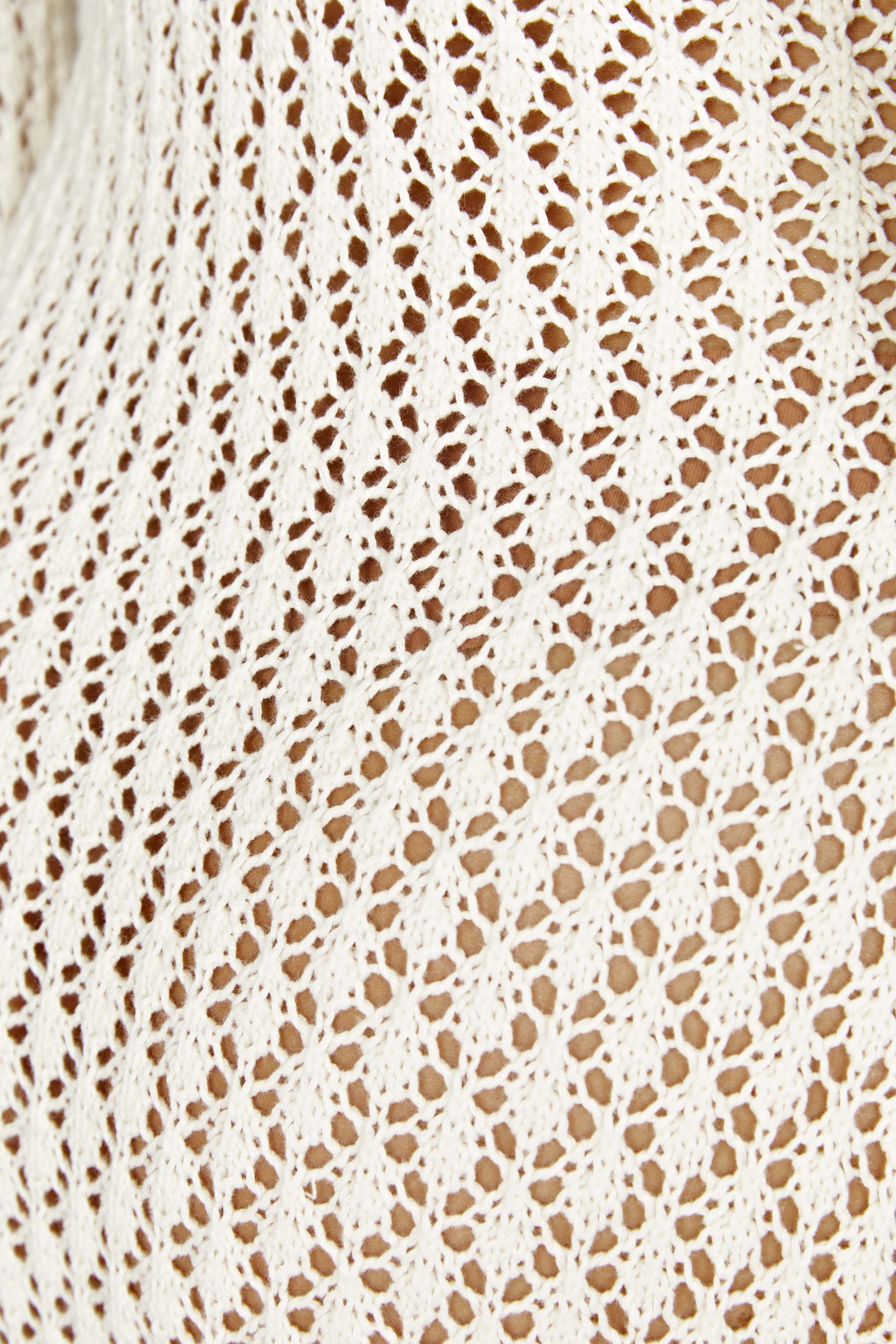 Damen Häkel-Strick Maxikleid – Langärmliges, transparentes Strand-Cover-Up