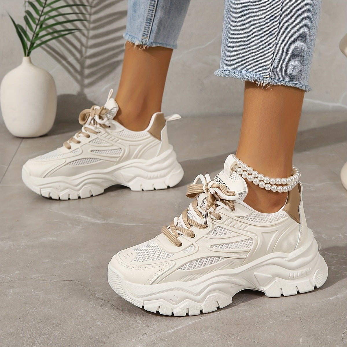Modische Mesh-Chunky-Sneaker für Damen | Ideal für den täglichen Gebrauch