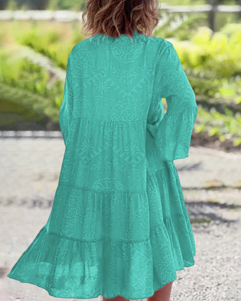Bryanna - Stilvolles, lockeres Sommerkleid mit V-Ausschnitt