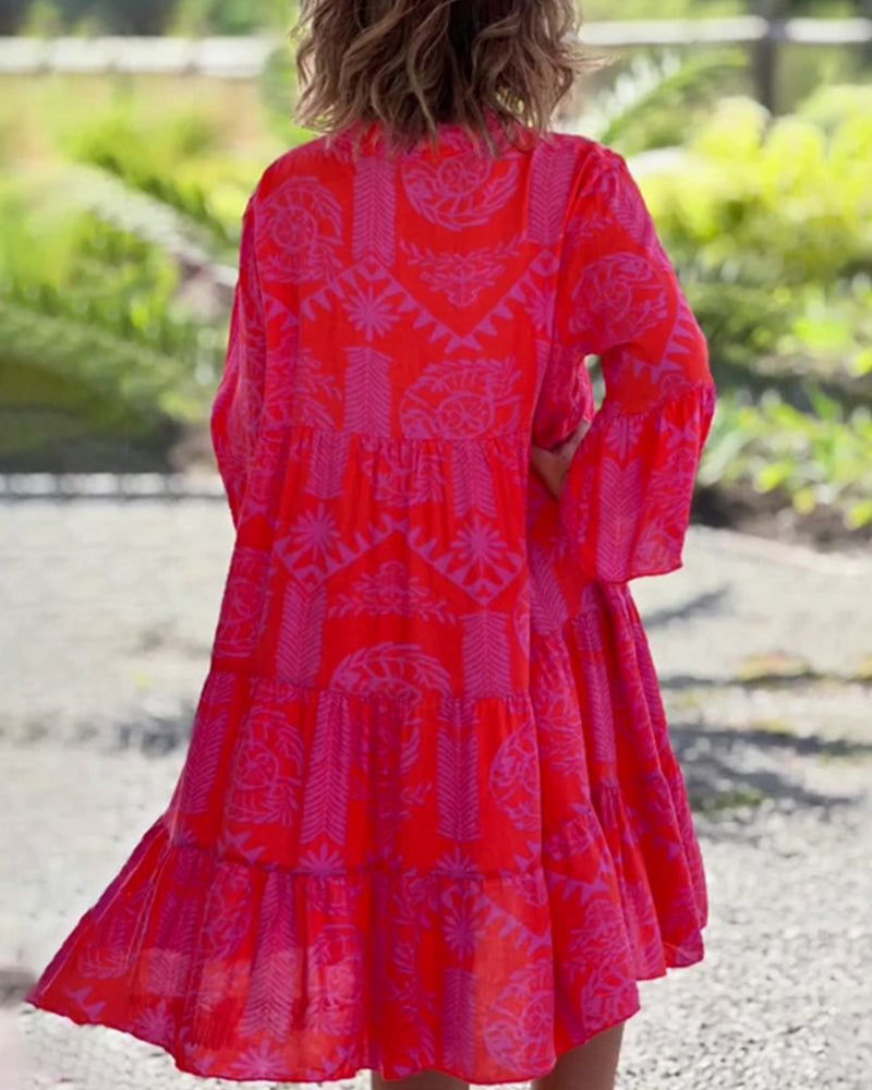 Bryanna - Stilvolles, lockeres Sommerkleid mit V-Ausschnitt