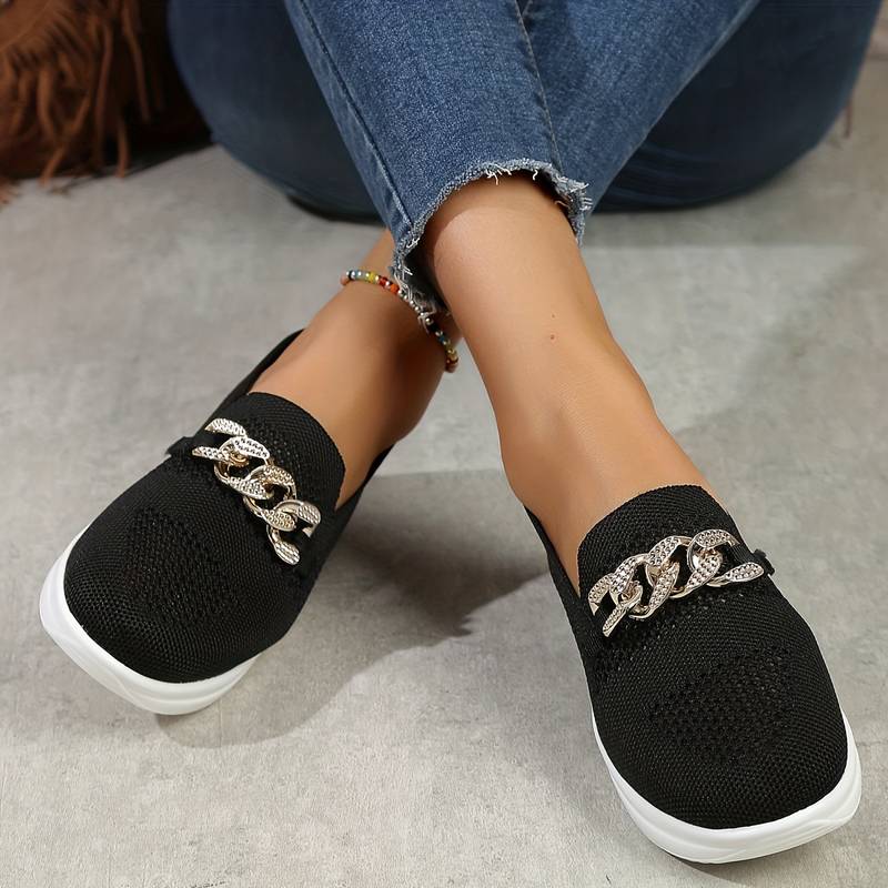 Brianna - Elegante Orthopädische Mesh-Ballerinas mit Kettenträger