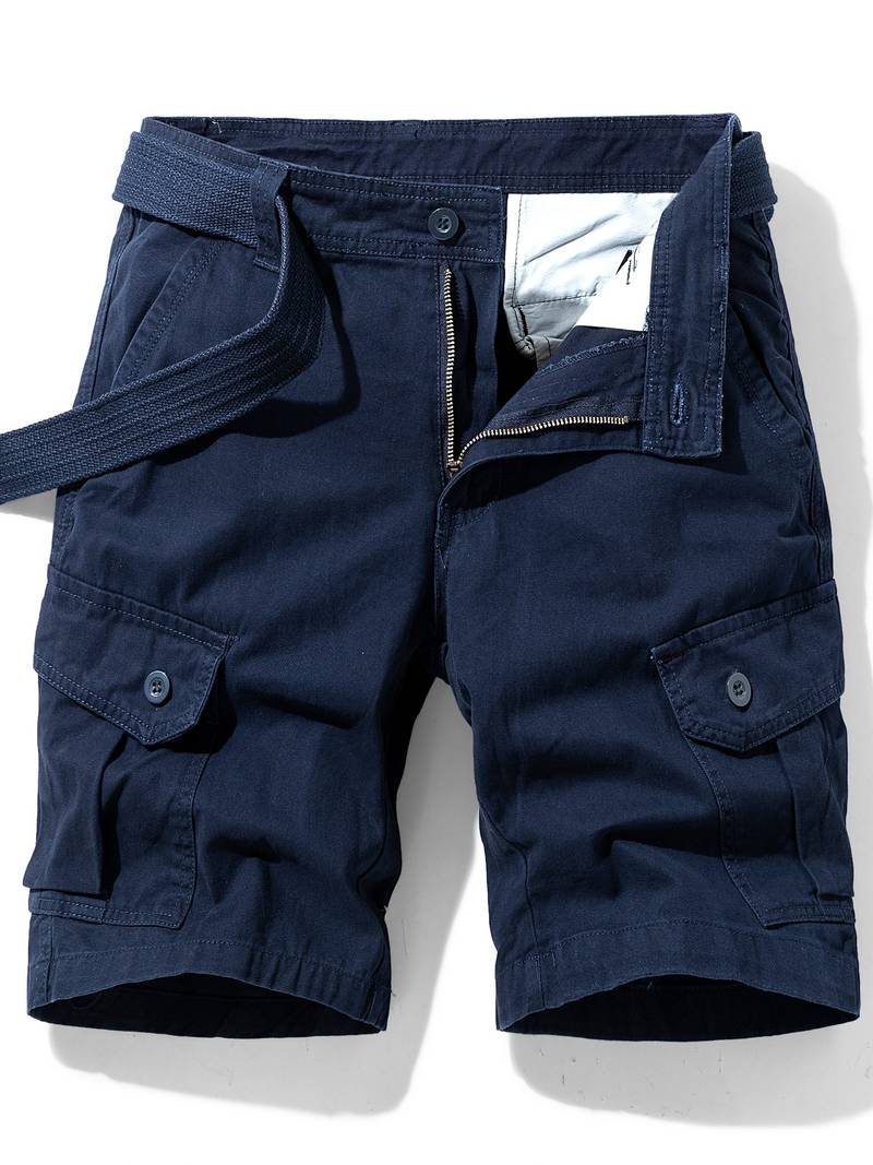 Herren Cargo-Shorts mit Gürtel – Funktionale Sommer- und Outdoor-Hose mit Seitentaschen und Reißverschluss
