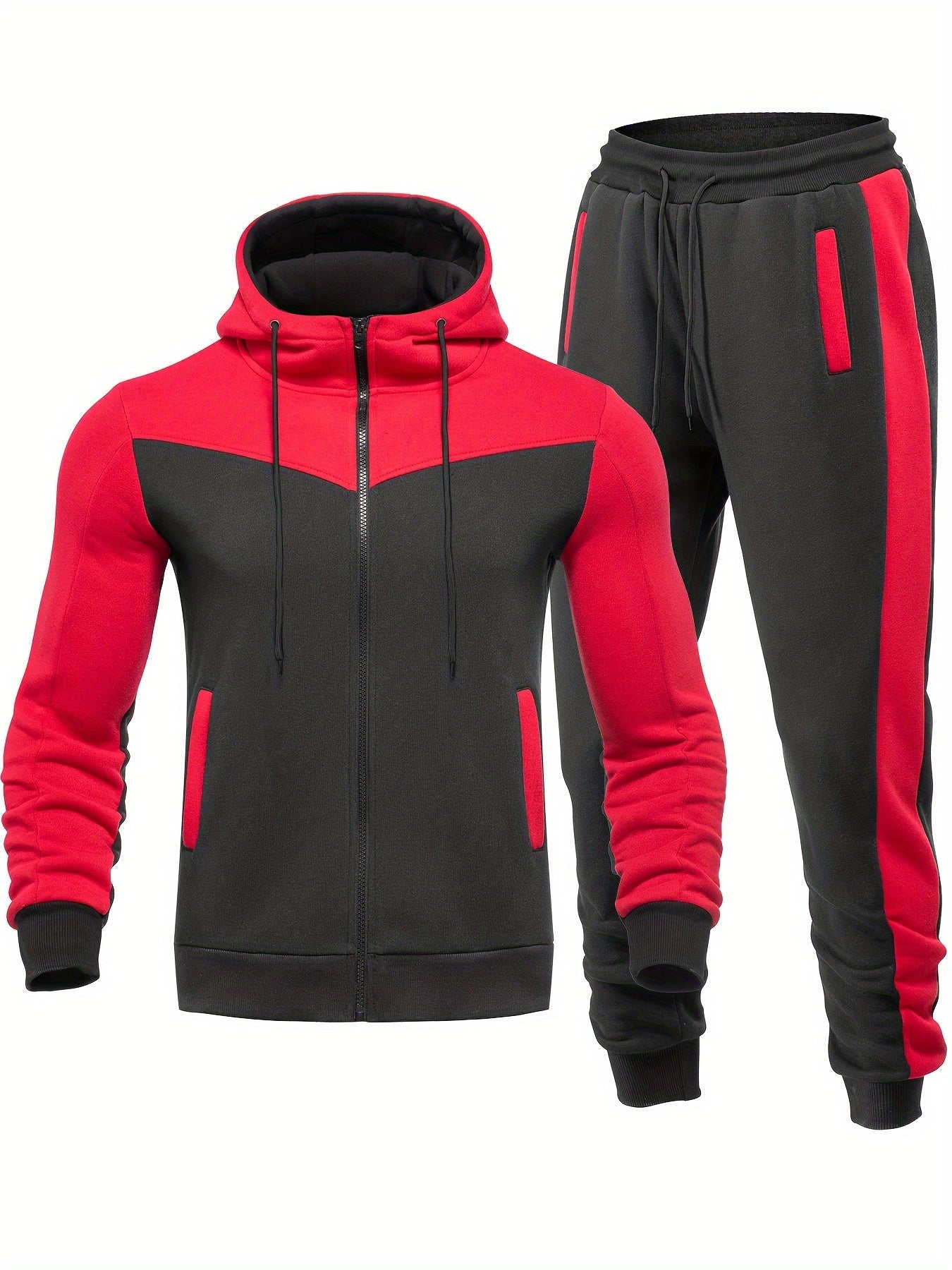 Moderner Herren-Trainingsanzug mit Kragenjacke und Hose in Einfarbigem Design | Ideal für entspannte Tage