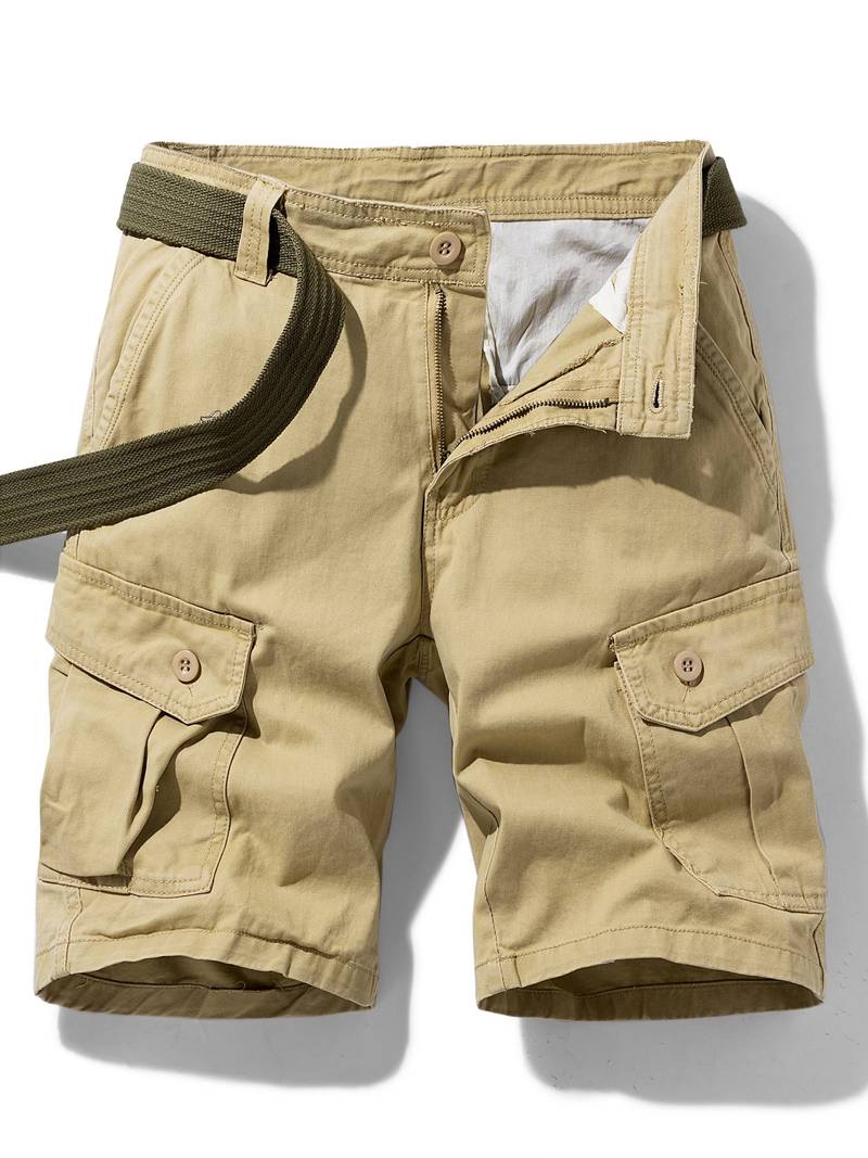 Herren Cargo-Shorts mit Gürtel – Funktionale Sommer- und Outdoor-Hose mit Seitentaschen und Reißverschluss