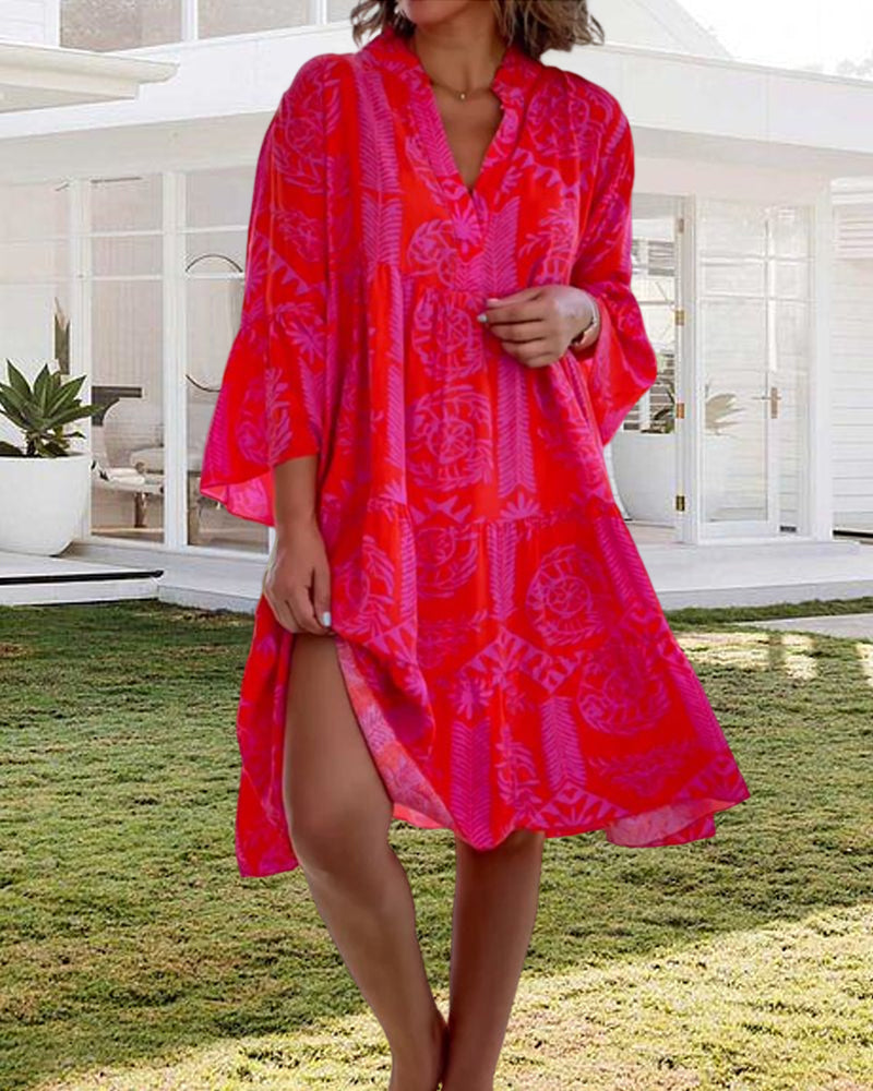 Bryanna - Stilvolles, lockeres Sommerkleid mit V-Ausschnitt
