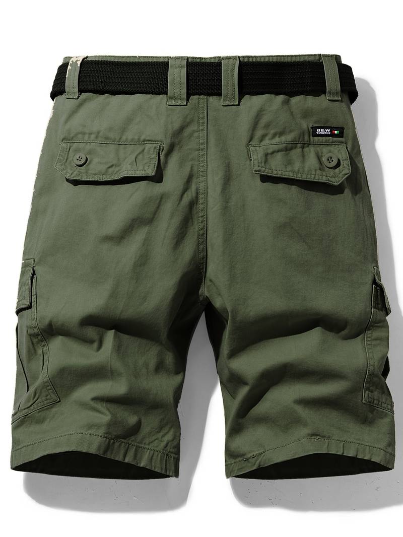 Herren Cargo-Shorts mit Gürtel – Funktionale Sommer- und Outdoor-Hose mit Seitentaschen und Reißverschluss