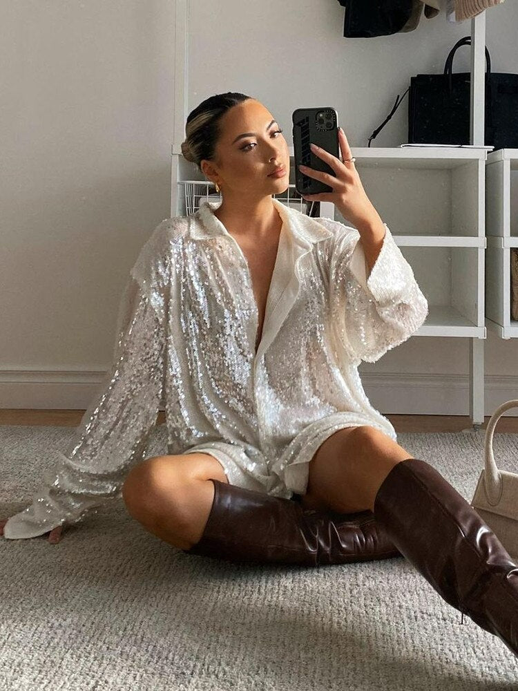 Glitzerbluse in Übergröße für Damen