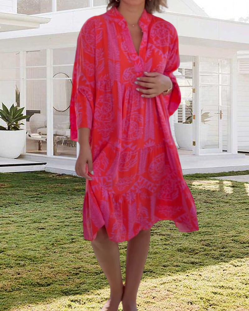 Bryanna - Stilvolles, lockeres Sommerkleid mit V-Ausschnitt