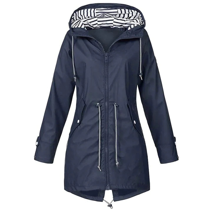 Klassische, stilvolle wasserdichte Damen-Regenjacke mit Kapuze | Perfekt für Outdoor-Aktivitäten im klassischen Design