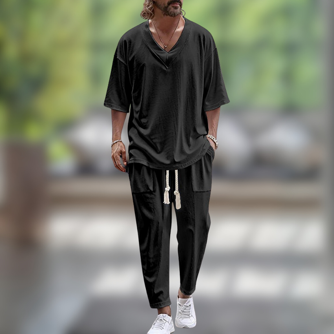 Herren Leinenanzug mit Hemd und Hose | Lockerer Stil