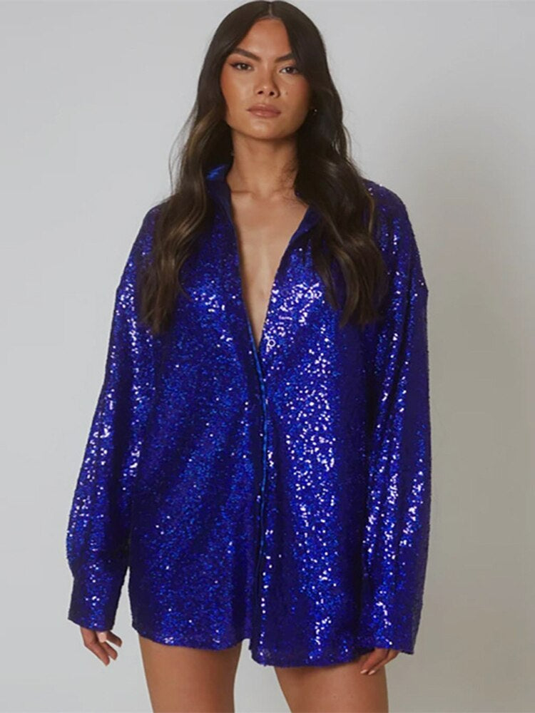 Glitzerbluse in Übergröße für Damen