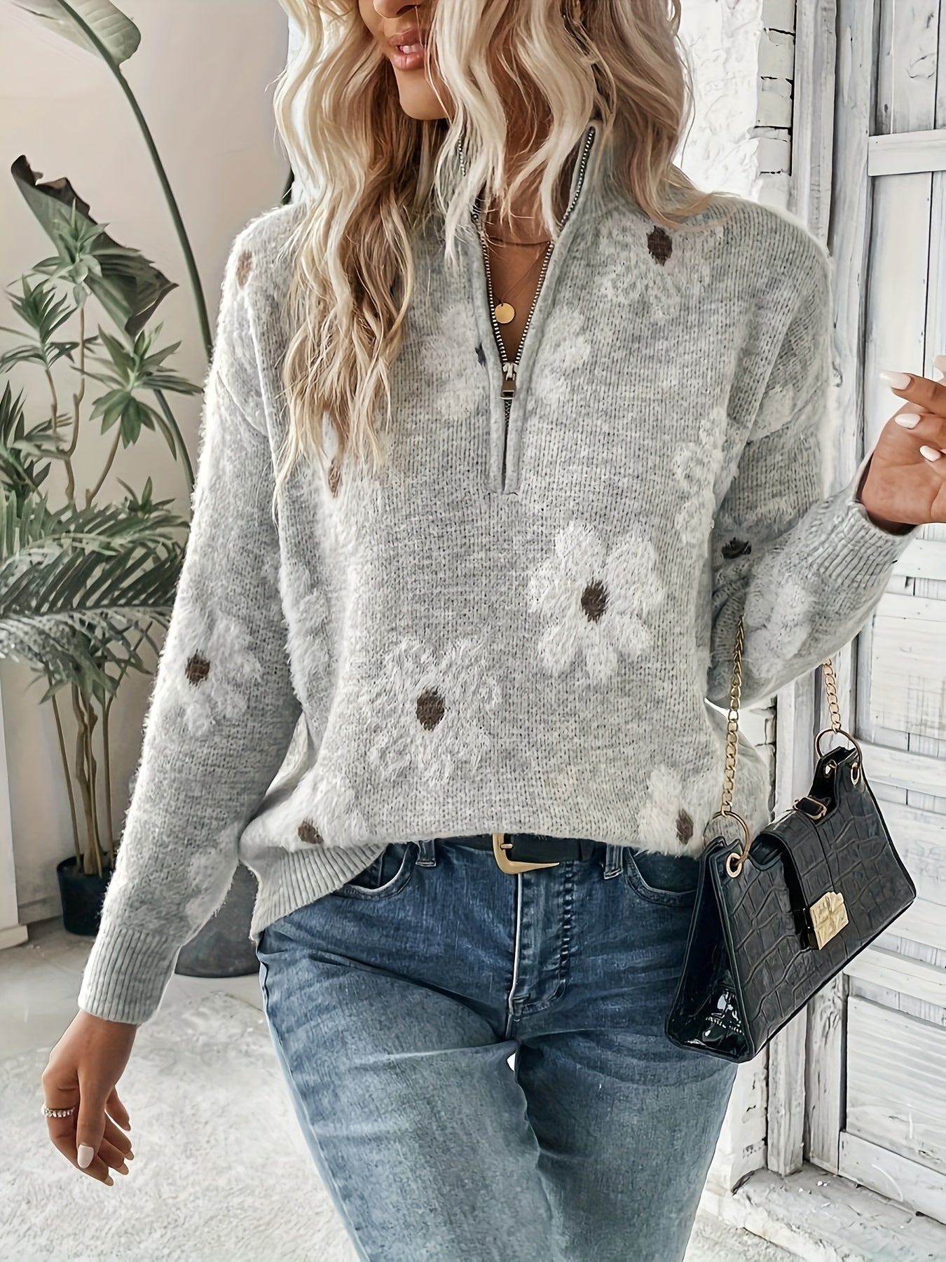 Lelia - Damenpullover mit Reißverschluss im lässigen Stil