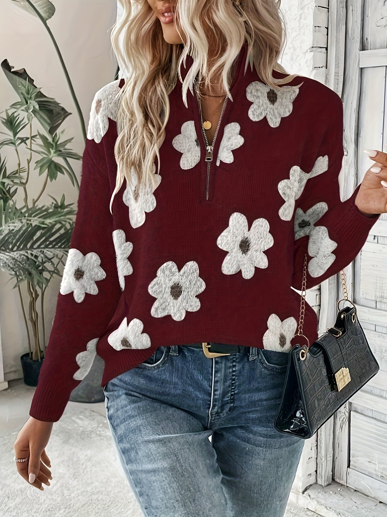 Lelia - Damenpullover mit Reißverschluss im lässigen Stil