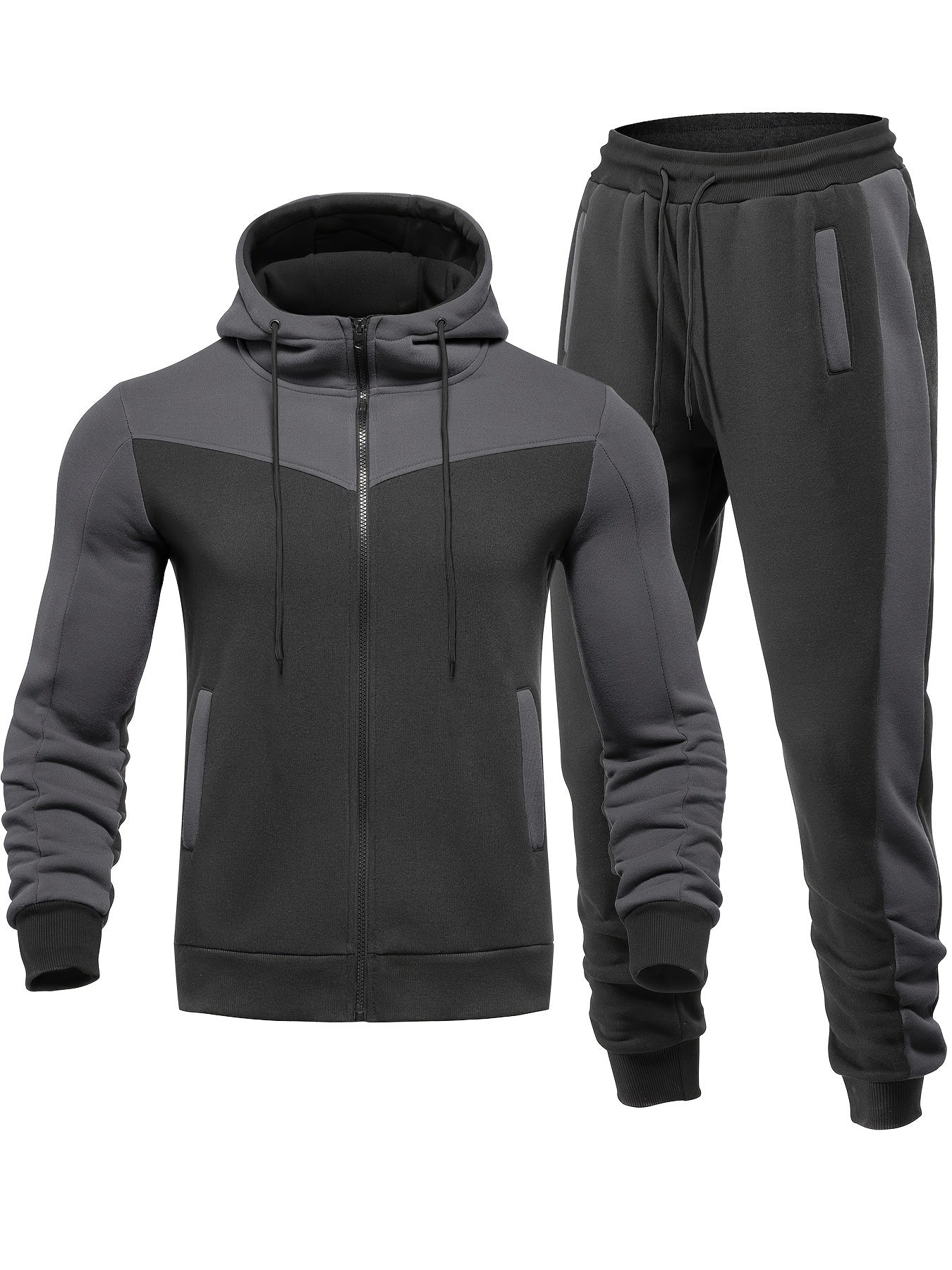 Moderner Herren-Trainingsanzug mit Kragenjacke und Hose in Einfarbigem Design | Ideal für entspannte Tage