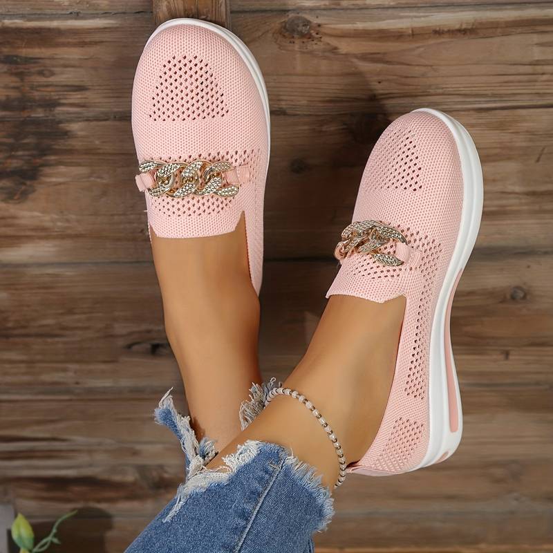 Brianna - Elegante Orthopädische Mesh-Ballerinas mit Kettenträger