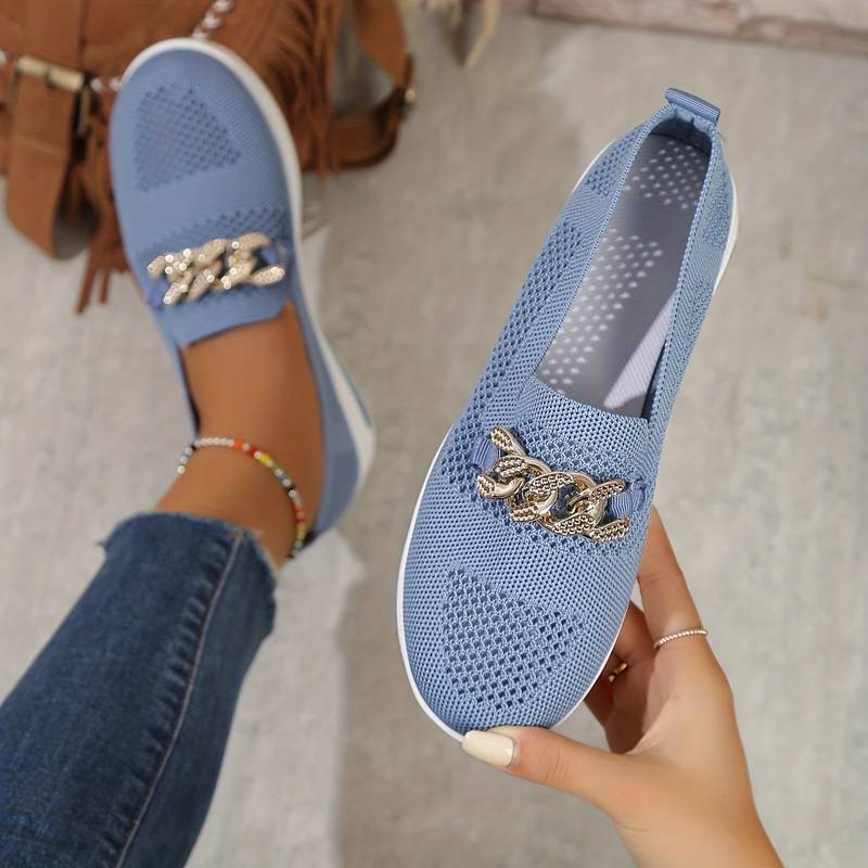 Brianna - Elegante Orthopädische Mesh-Ballerinas mit Kettenträger