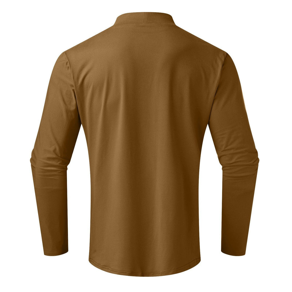 Herren Slim Fit Langarmshirt mit Stehkragen