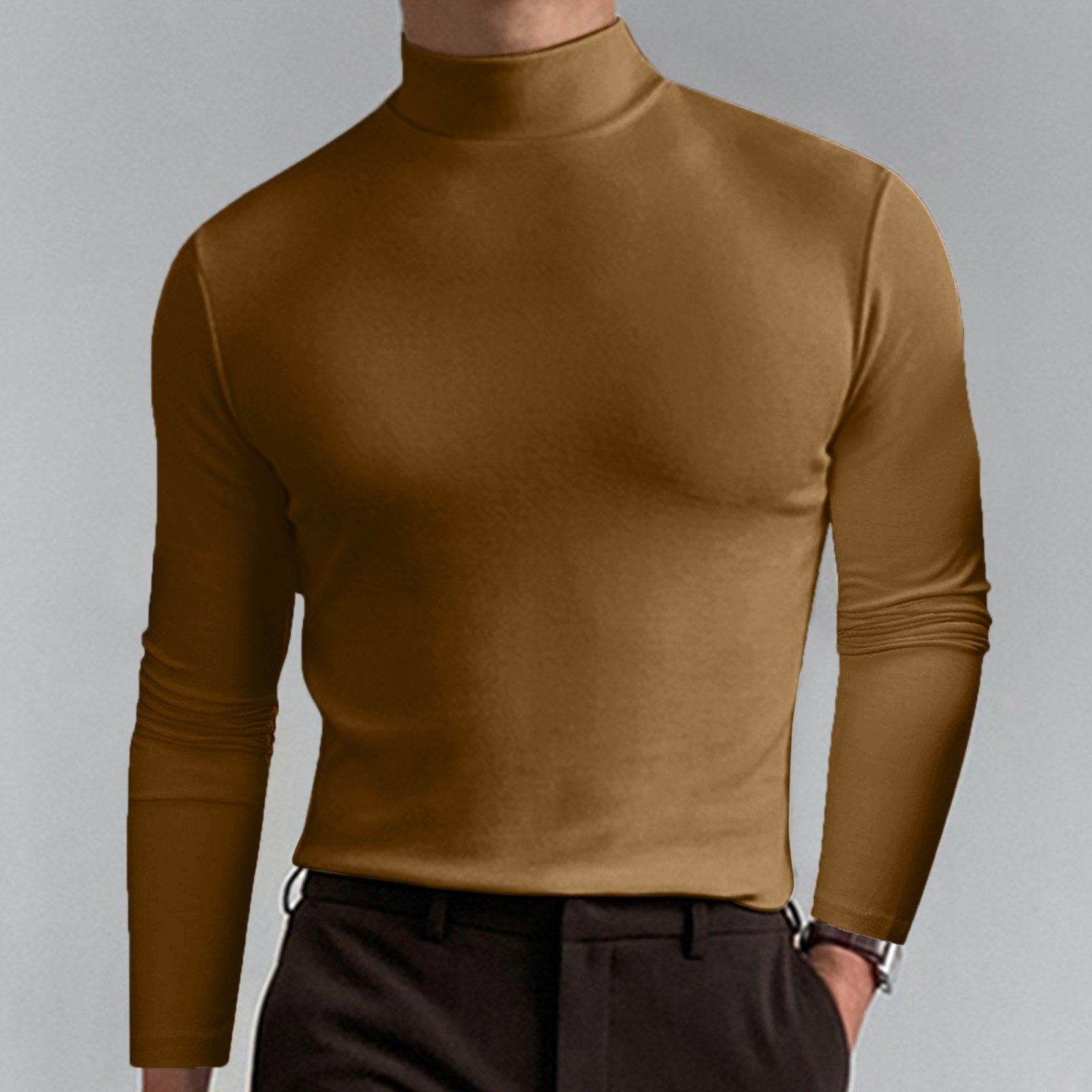 Herren Slim Fit Langarmshirt mit Stehkragen