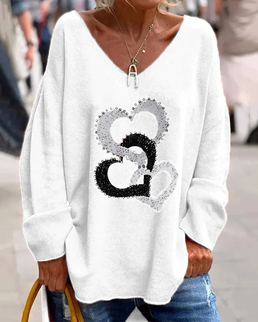 Flosa - Bequemer Damen-Grafikpullover