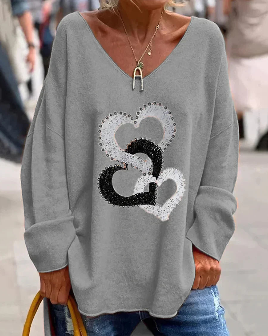 Flosa - Bequemer Damen-Grafikpullover