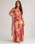 Babi Damen Maxikleid | Enganliegend, Gestrickt, Orange - Sommer Kleider Lang 0