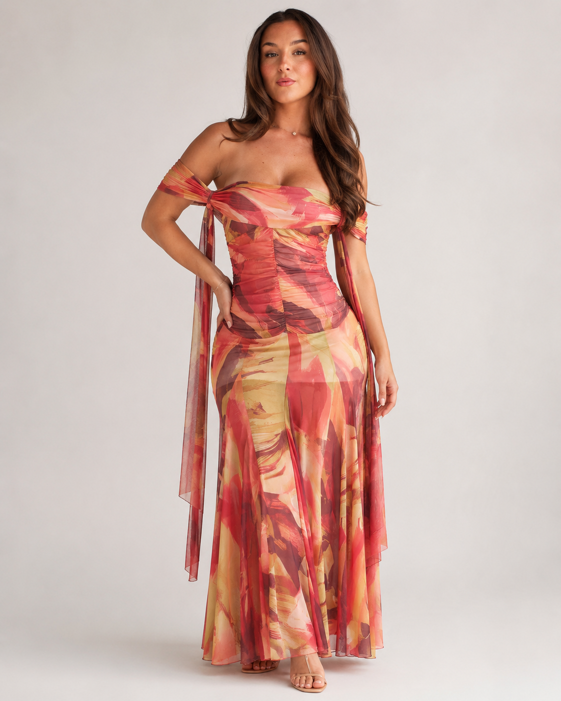Babi Damen Maxikleid | Enganliegend, Gestrickt, Orange - Sommer Kleider Lang 0