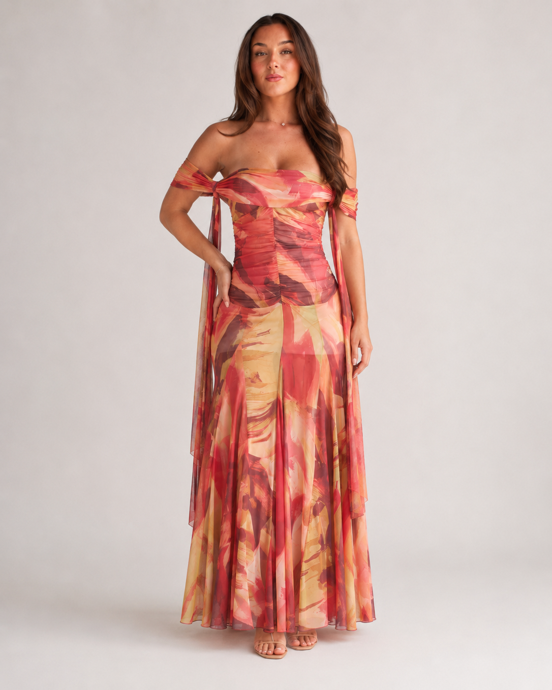 Babi Damen Maxikleid | Enganliegend, Gestrickt, Orange - Sommer Kleider Lang 1