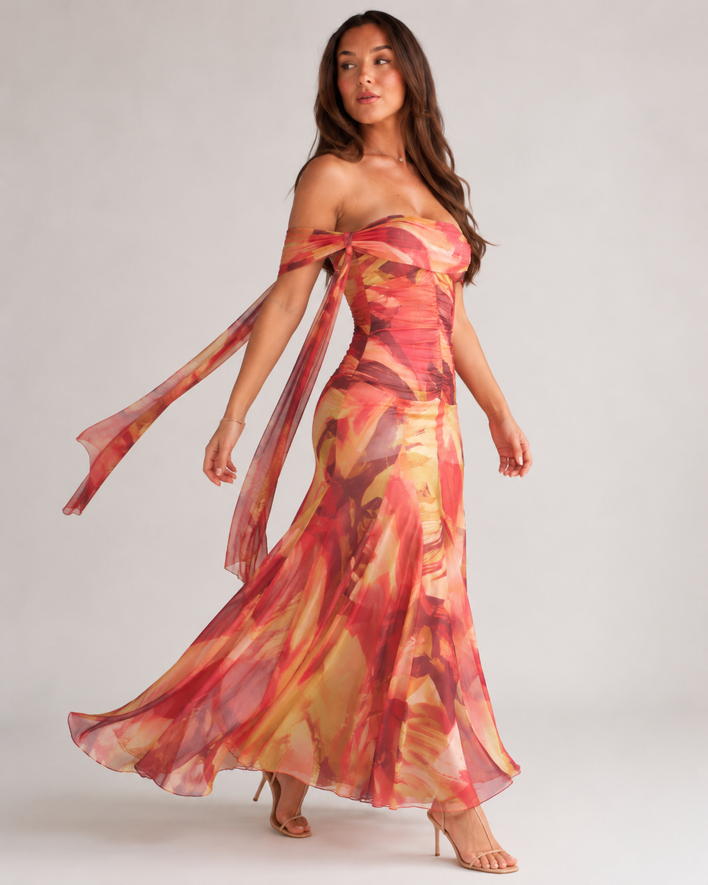 Babi Damen Maxikleid | Enganliegend, Gestrickt, Orange - Sommer Kleider Lang 5