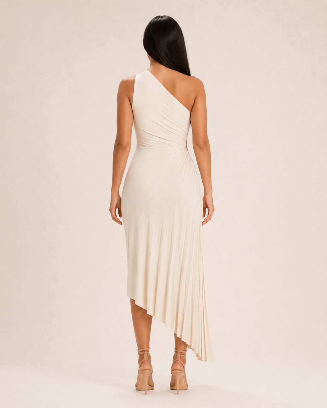 Beatrix Damen Maxikleid | One-Shoulder, Falten, Satin-Optik 6