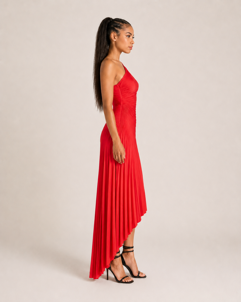 Beatrix Damen Maxikleid | One-Shoulder, Falten, Satin-Optik 8