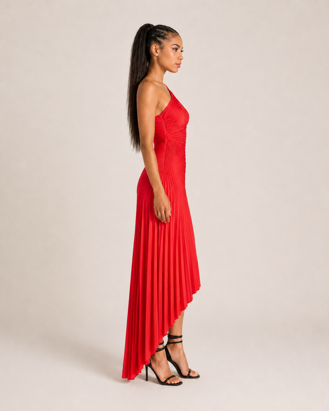Beatrix Damen Maxikleid | One-Shoulder, Falten, Satin-Optik 8