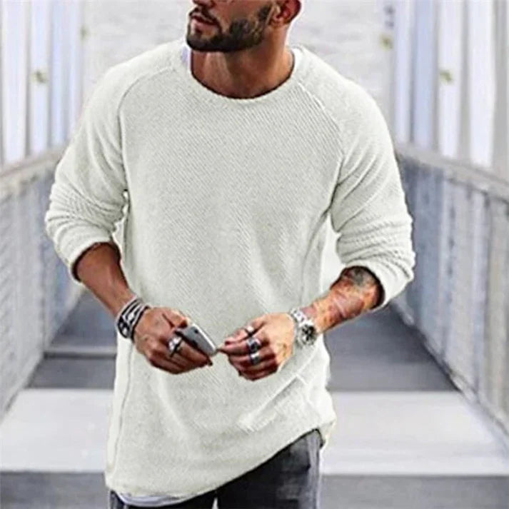 Modischer Langer Herren-Strickpullover im Lässigen Stil