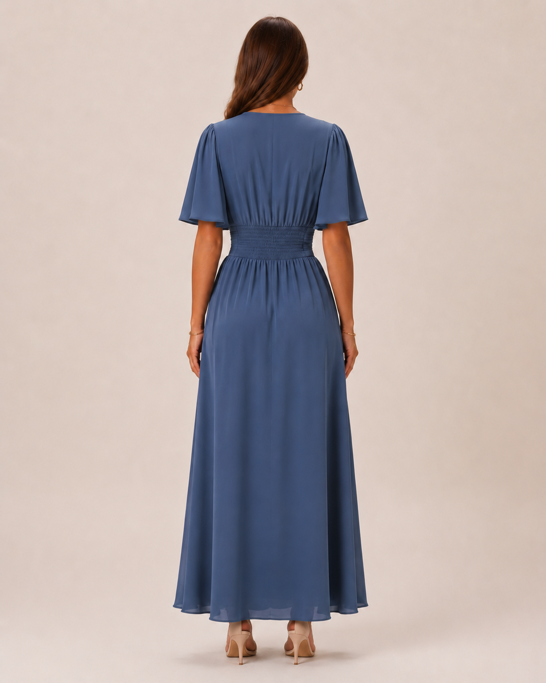Bente Damen Maxikleid | Elegantes Blau, Hohe Taille, A-Linien-Rock 3
