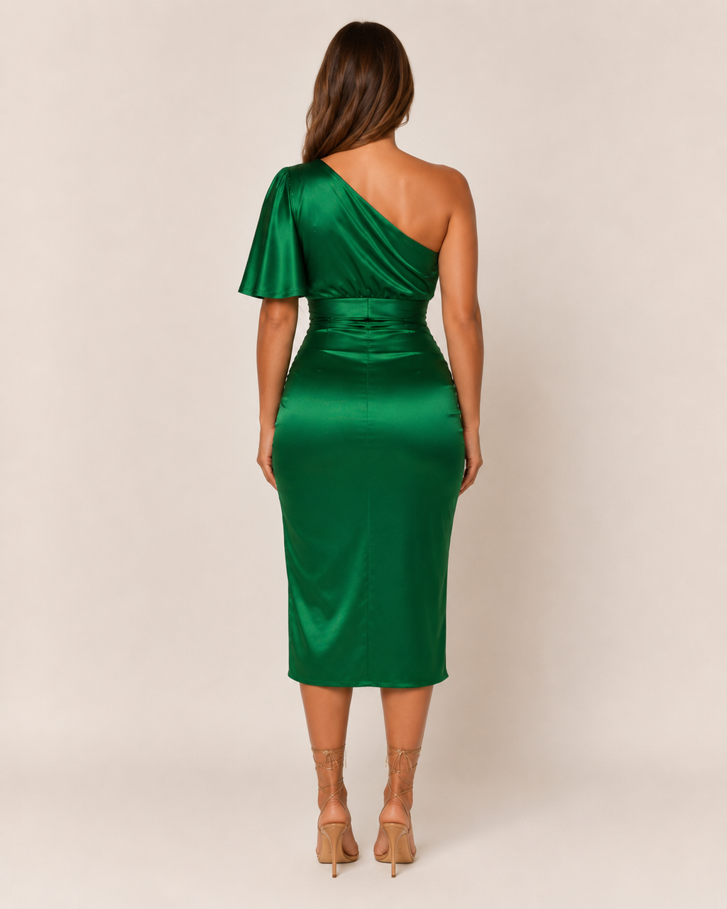 Benthe Damen Cocktailkleid | One-Shoulder, Drapierung, Satinoptik 2