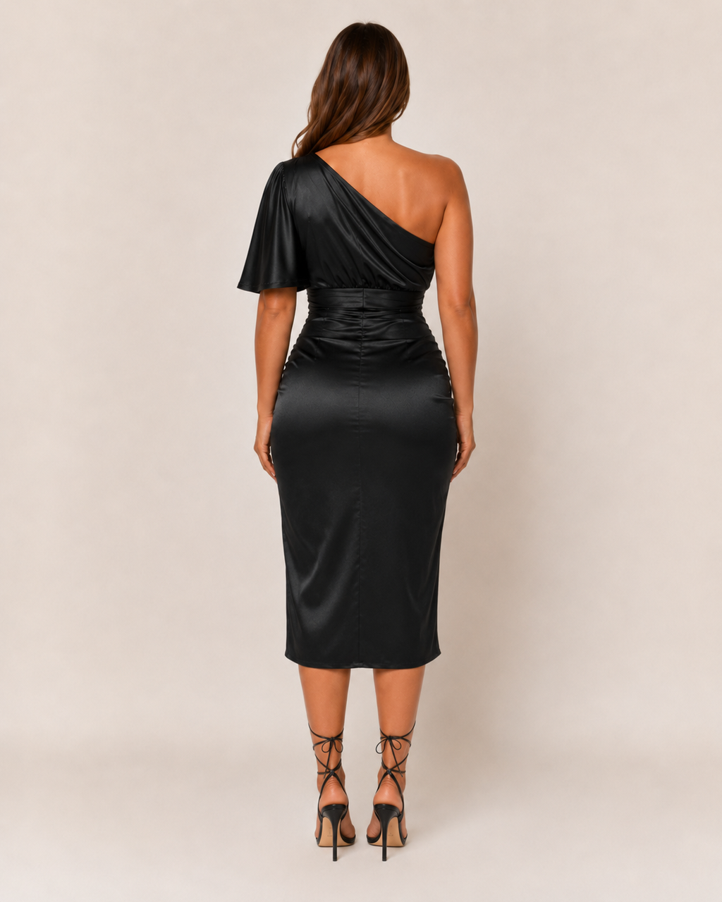 Benthe Damen Cocktailkleid | One-Shoulder, Drapierung, Satinoptik 6