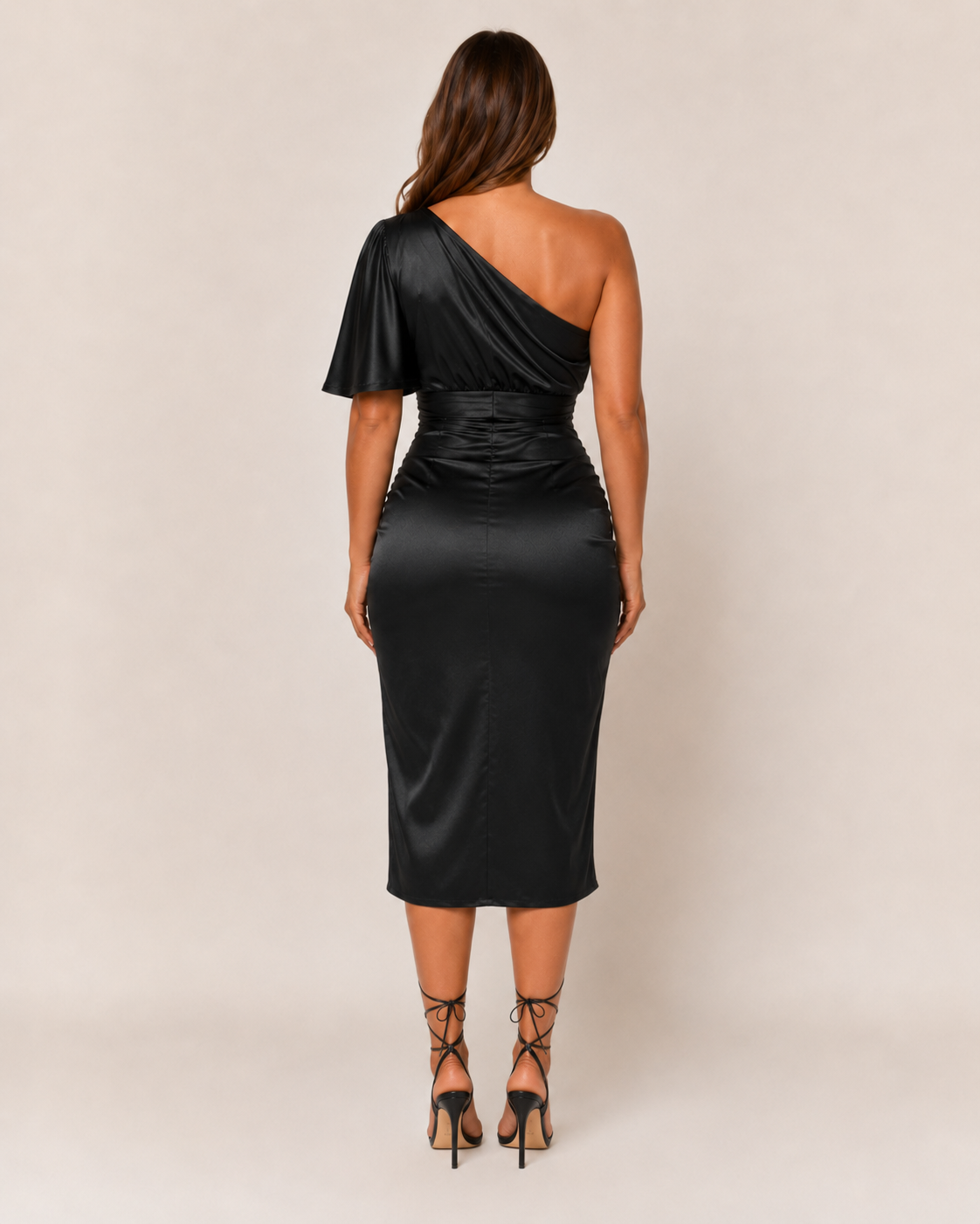 Benthe Damen Cocktailkleid | One-Shoulder, Drapierung, Satinoptik 6