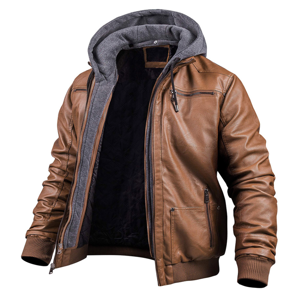 BENJAMIN - Elegante Premium-Leder-Winterjacke mit Kapuze