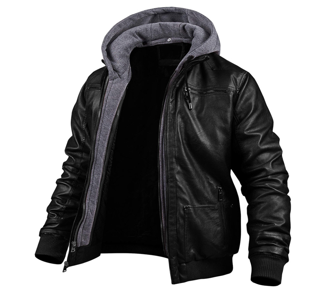 BENJAMIN - Elegante Premium-Leder-Winterjacke mit Kapuze