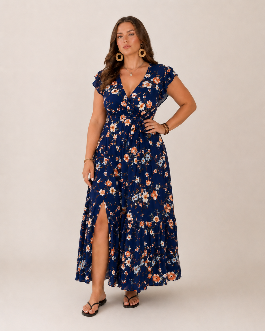 Bri Damen Maxikleid | Fließender Stoff, Wickelpassform, Blumendruck, Sommer Kleid Lang 1