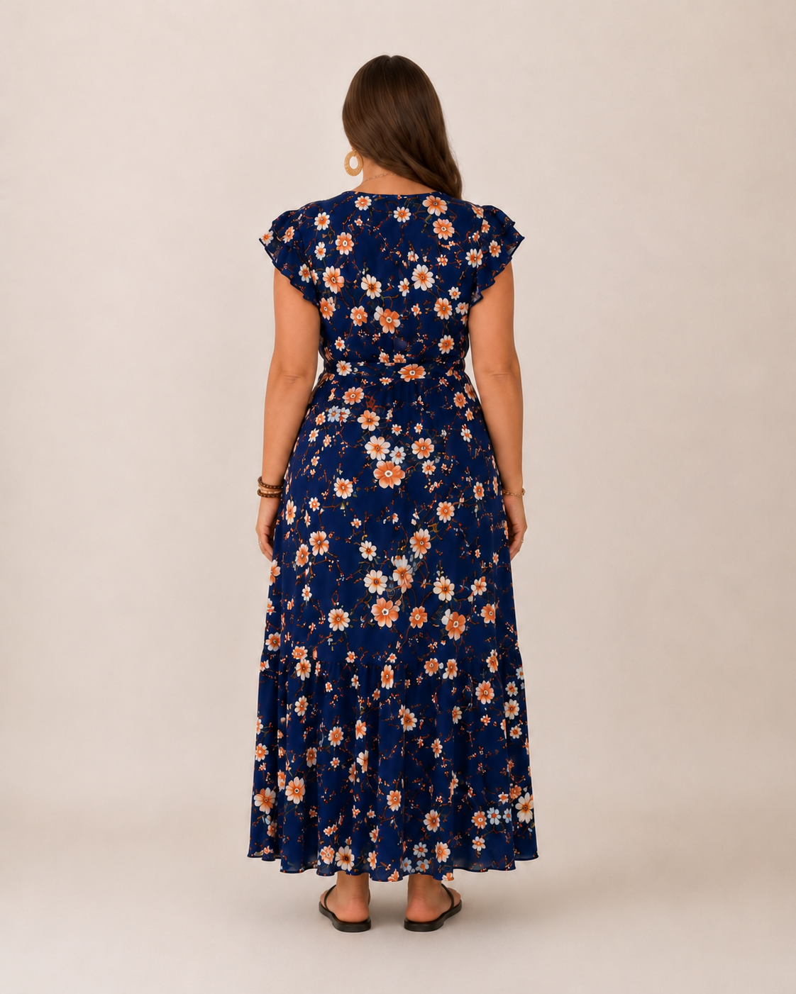 Bri Damen Maxikleid | Fließender Stoff, Wickelpassform, Blumendruck, Sommer Kleid Lang 3