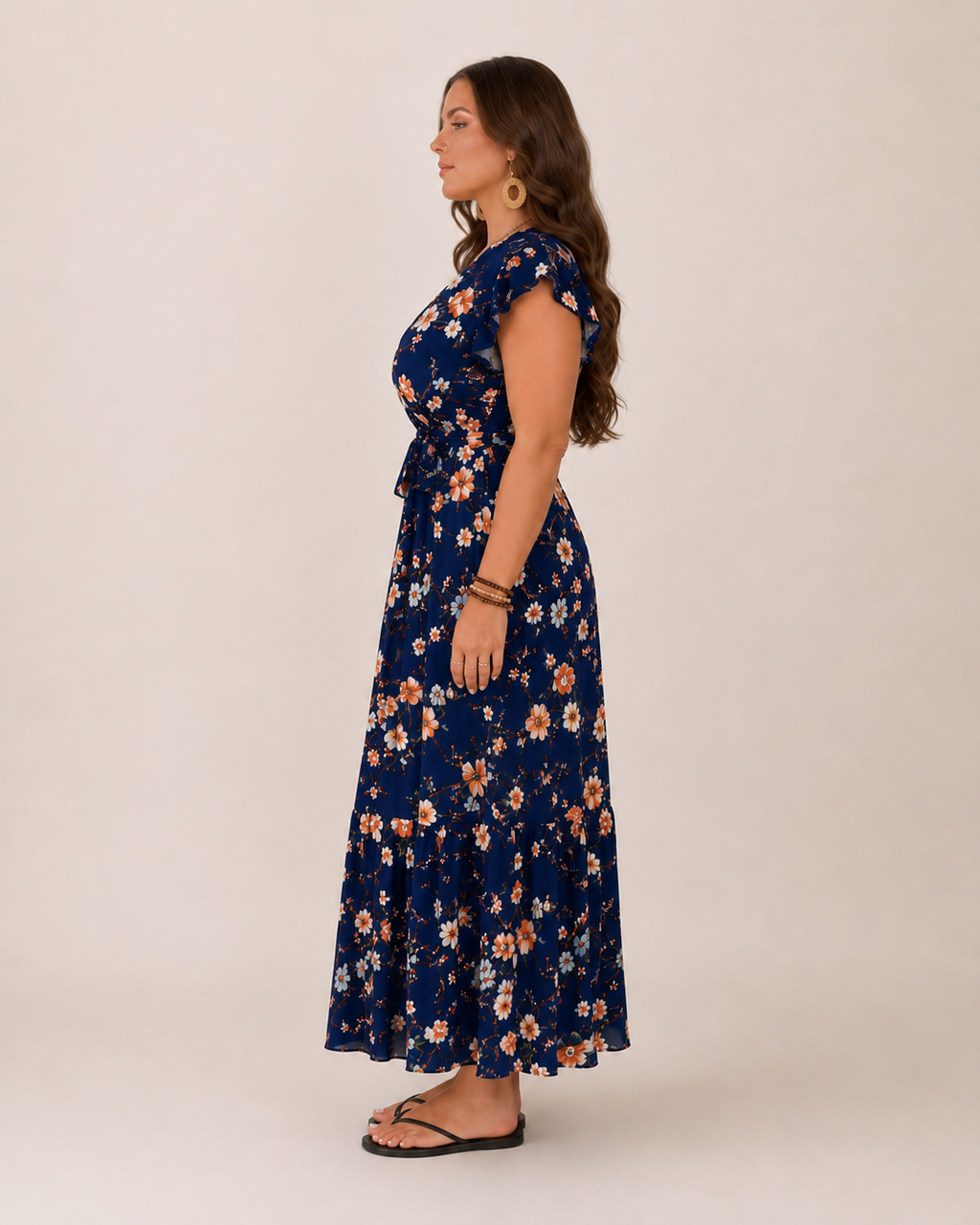 Bri Damen Maxikleid | Fließender Stoff, Wickelpassform, Blumendruck, Sommer Kleid Lang 4
