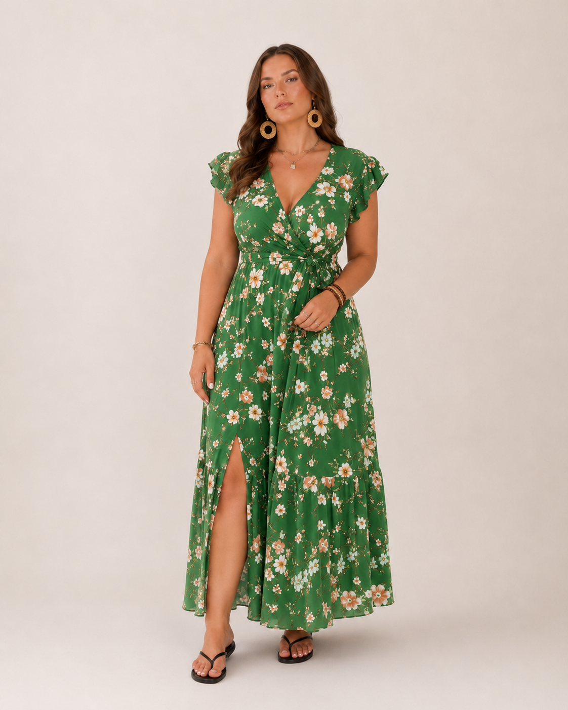 Bri Damen Maxikleid | Fließender Stoff, Wickelpassform, Blumendruck, Sommer Kleid Lang 7