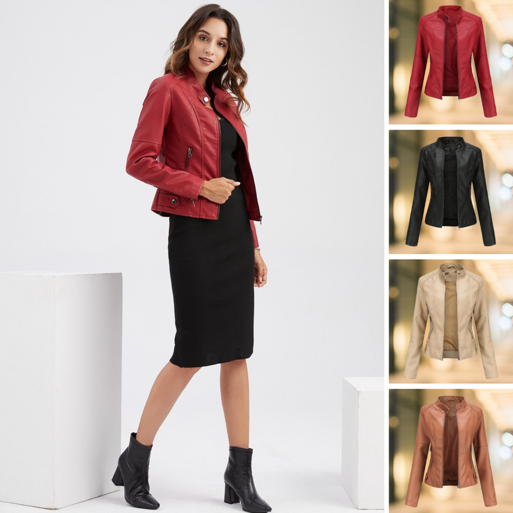 Star - Stilvolle und modische Lederjacke mit Stehkragen